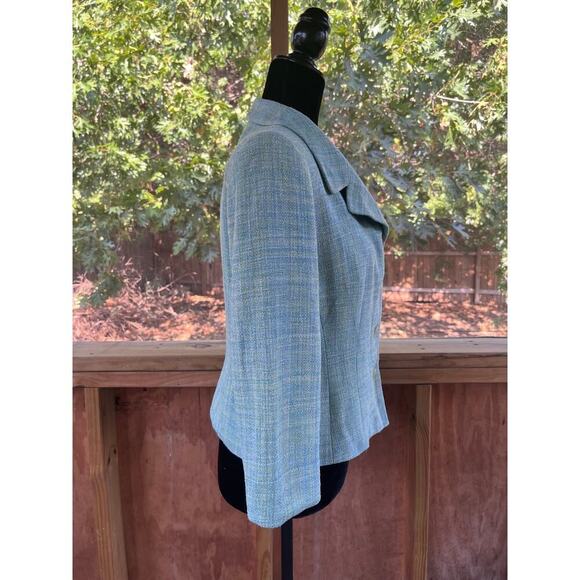 Neiman Marcus Women's Vintage Blue Green Tweed Jacket Size 10 - Picture 2 of 8